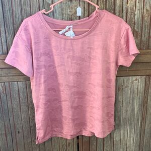 Women’s Juniors RBX Camo Mesh Pink Pastel Short Sleeve Athletic Crop T-shirt Top